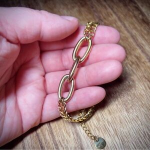 18k Yellow Gold Plated Over Stainless Steel Chunky Stylish Bracelet!